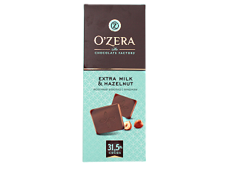 Конфета Шоколад O'ZERA молочный с фундуком 90 гр