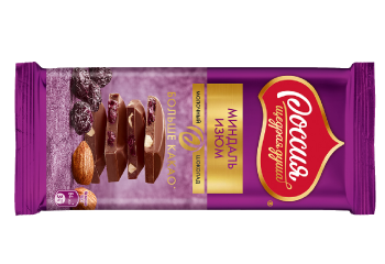 Конфета Шоколад РОССИЯ Молочный Шок Миндаль Изюм 88 гр