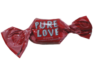Конфета Конфета Pure love со вкусом сливки с клубникой
