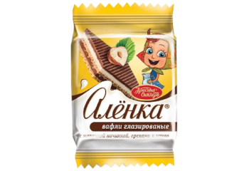 Конфета Вафли Аленка глазированные с молочной начинкой, орехами и какао