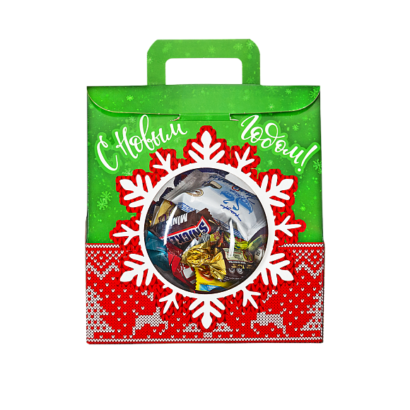 Сладкий новогодний подарок Снежный шар красный (игрушка на елку)