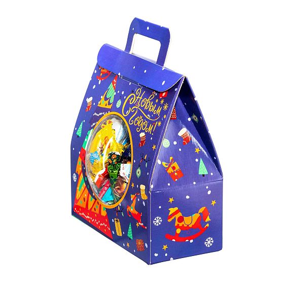 Сладкий новогодний подарок Снежный шар синий (игрушка на елку)