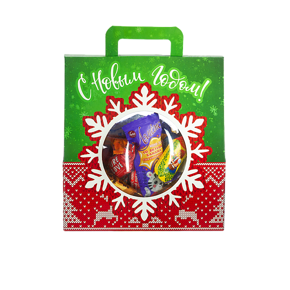 Сладкий новогодний подарок Снежный шар красный (игрушка на елку)