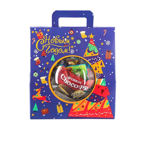 Сладкий новогодний подарок Снежный шар синий (игрушка на елку)