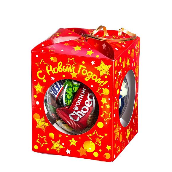 Сладкий новогодний подарок Елочный шарик красный (игрушка на елку)