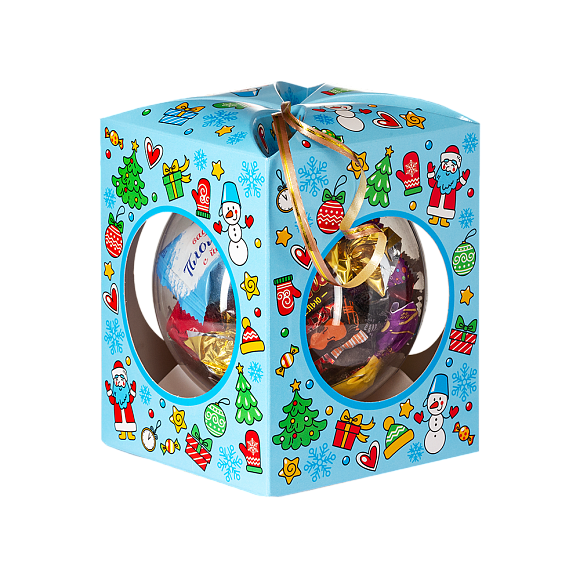 Сладкий новогодний подарок Елочный шарик Голубой (игрушка на елку)