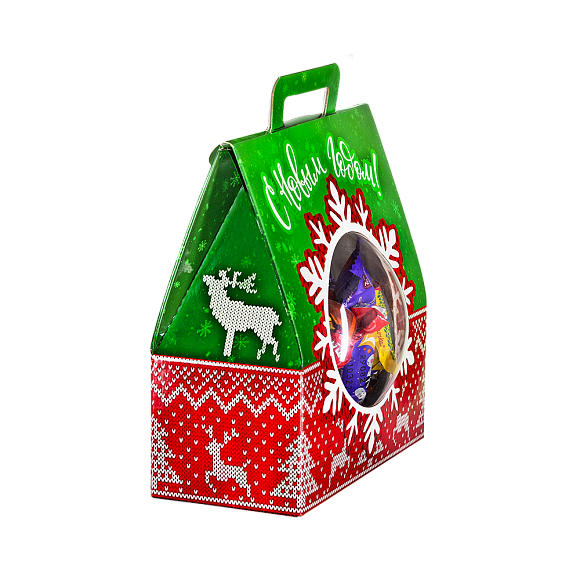 Сладкий новогодний подарок Снежный шар красный (игрушка на елку)