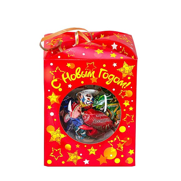 Сладкий новогодний подарок Елочный шарик красный (игрушка на елку)