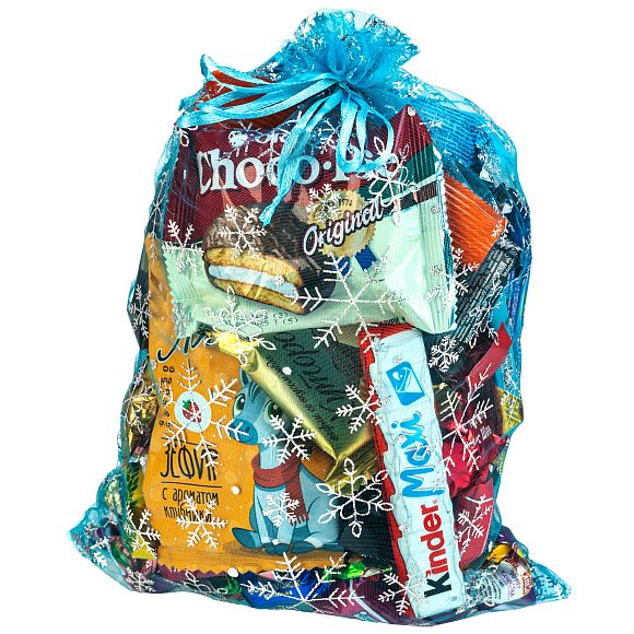 Сладкий новогодний подарок Мешочек Снежинки (Стандарт)