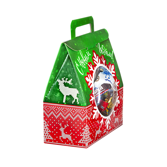 Сладкий новогодний подарок Снежный шар красный (игрушка на елку)