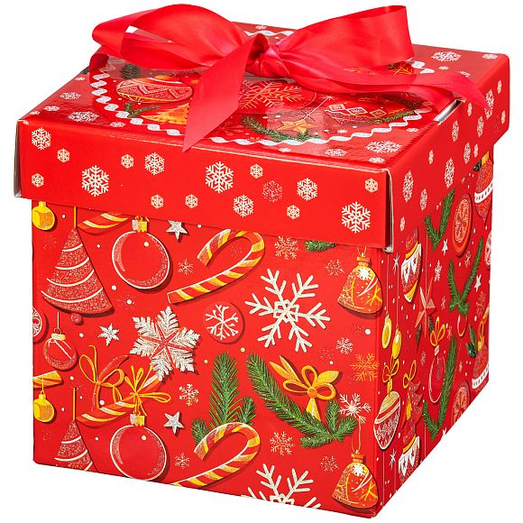 Сладкий новогодний подарок Куб Зима-Красна Премиум