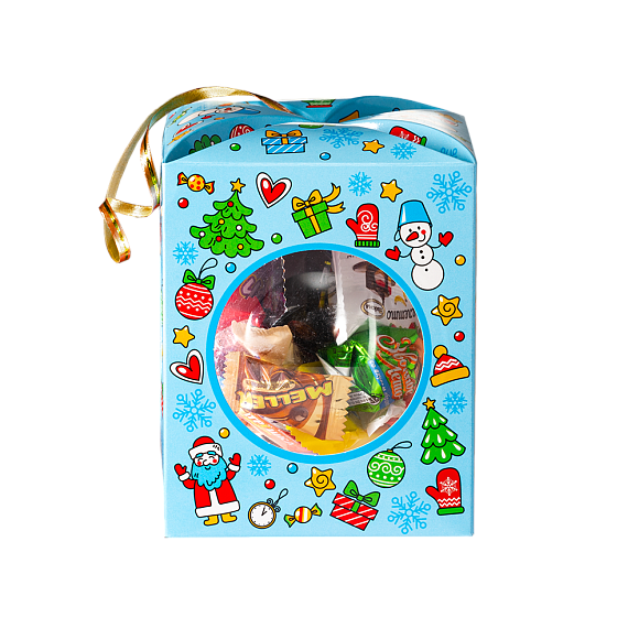 Сладкий новогодний подарок Елочный шарик Голубой (игрушка на елку)