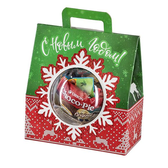 Сладкий новогодний подарок Снежный шар красный (игрушка на елку)