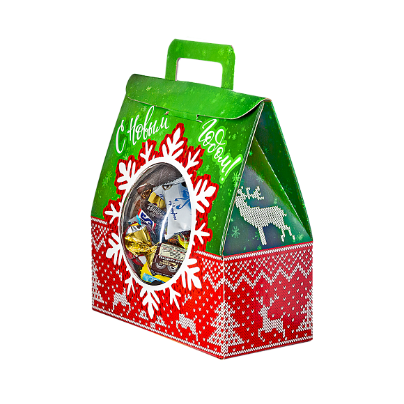 Сладкий новогодний подарок Снежный шар красный (игрушка на елку)