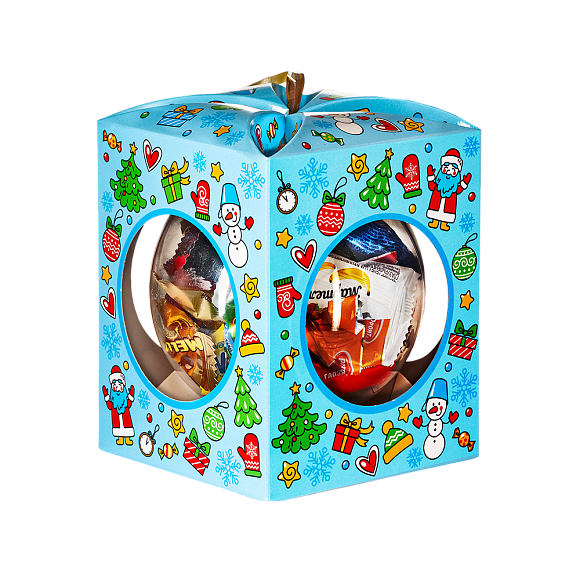 Сладкий новогодний подарок Елочный шарик Голубой (игрушка на елку)