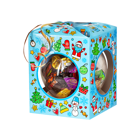 Сладкий новогодний подарок Елочный шарик Голубой (игрушка на елку)