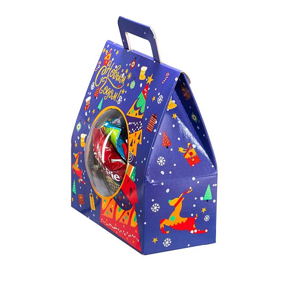 Сладкий новогодний подарок Снежный шар синий (игрушка на елку)