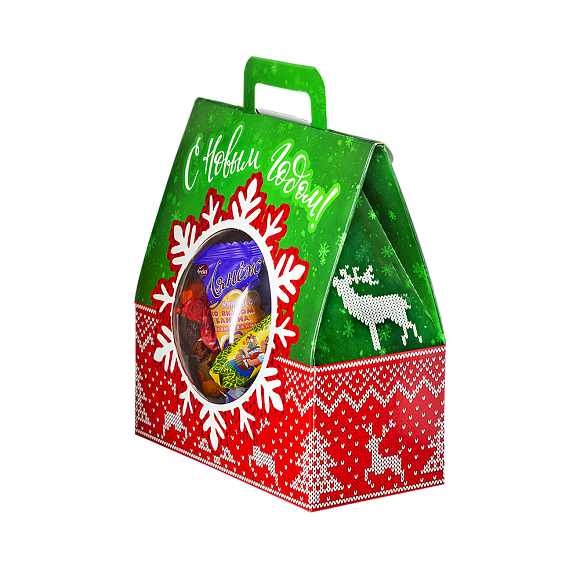 Сладкий новогодний подарок Снежный шар красный (игрушка на елку)