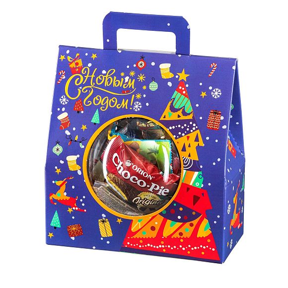 Сладкий новогодний подарок Снежный шар синий (игрушка на елку)