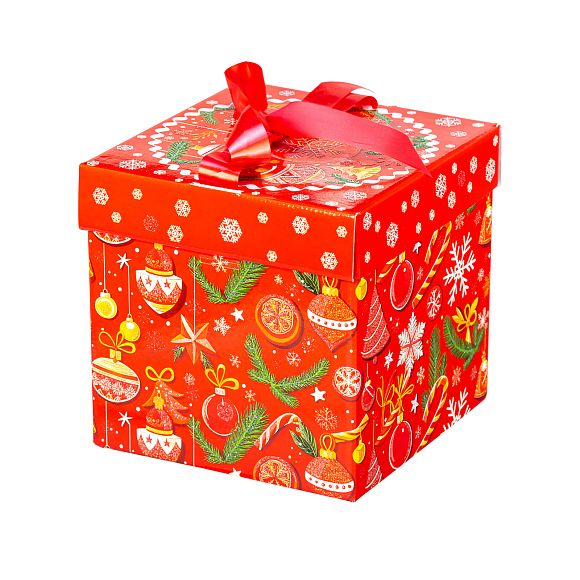 Сладкий новогодний подарок Куб Зима-Красна
