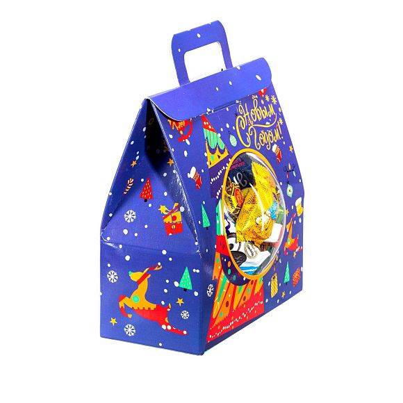 Сладкий новогодний подарок Снежный шар синий (игрушка на елку)